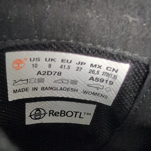 Timberland Women's Black Leather Combat Boots - Picture 9 of 15